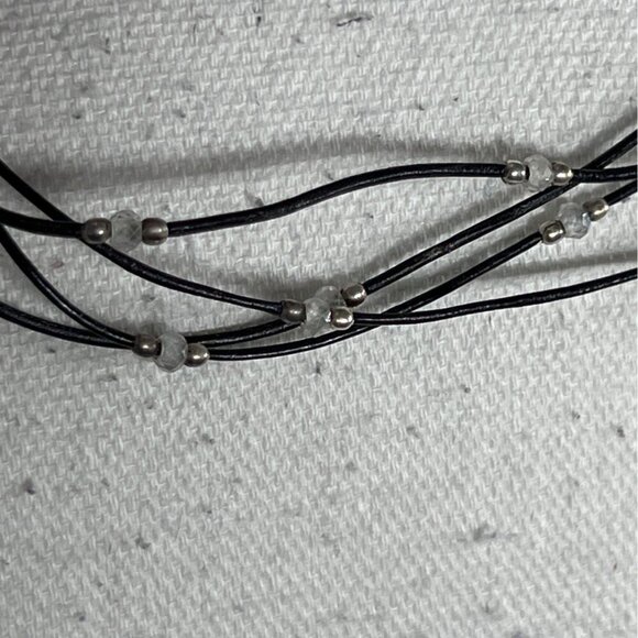 SILPADA Sterling Silver Four Strand Black Leather Cord Necklace EUC - Picture 3 of 6